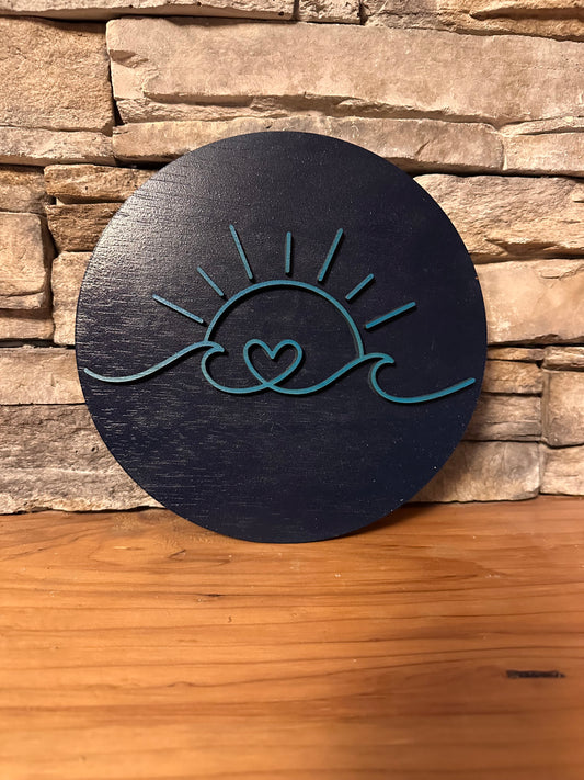 Sun, heart, wave